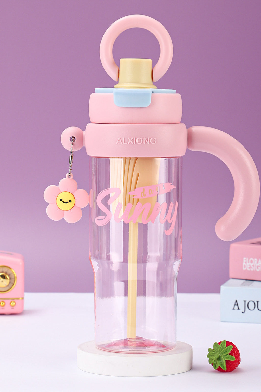 Portosino Bpa İçermez Kolay Taşınabilir Detoks Bölmeli Su Matarası 1200ML (1.2L) Pembe