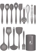 Trigona Isıya Dayanıklı Yanmaz Yapışmaz Silikon Spatula Seti 15 Parça Gri