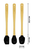 Indigo 3'lü Siyah Noktalı Bambu Silikon Spatula Seti Uzun 26 cm
