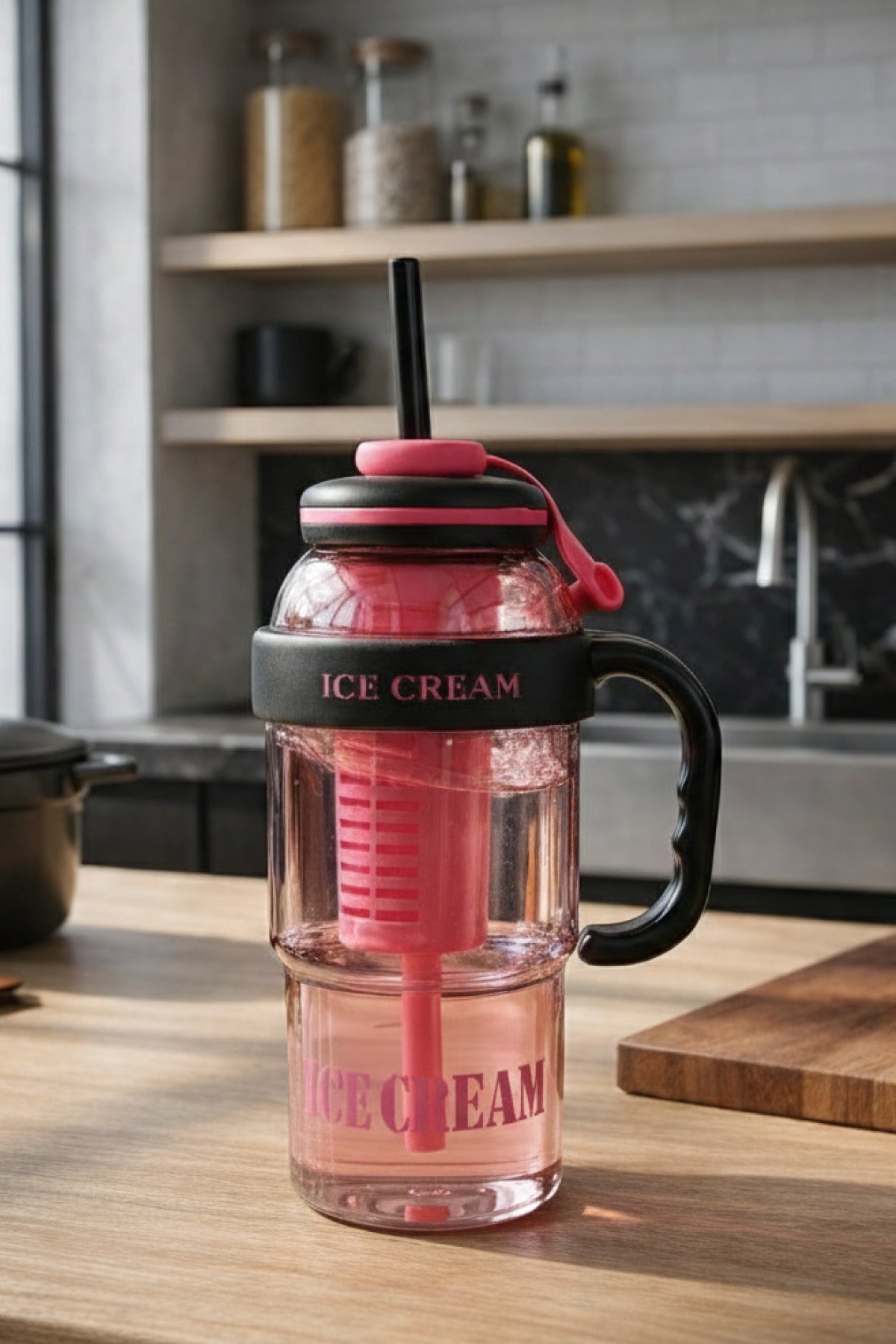 Longinus Bpa İçermez Kolay Taşınabilir Detoks Bölmeli Su Matarası 1300ML (1.3L) Fuşya