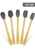 Indigo 5'li Gri Bambu Silikon Spatula Seti Uzun 26 Cm