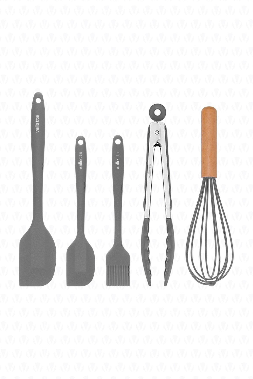Fugazi Isıya Dayanıklı Yanmaz Yapışmaz Silikon Spatula Seti 5 Parça Gri