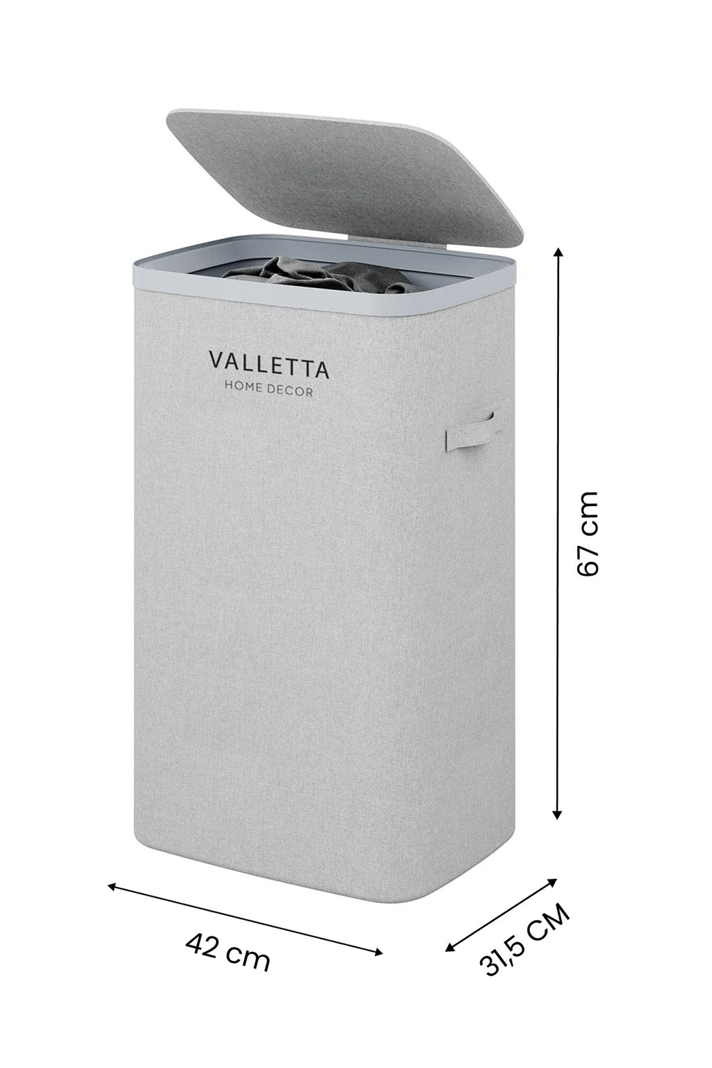 Paloma 60l Tek Yıkanabilir Bölmeli Katlanabilir Kumaş Kirli Çamaşır Sepeti Light Gray