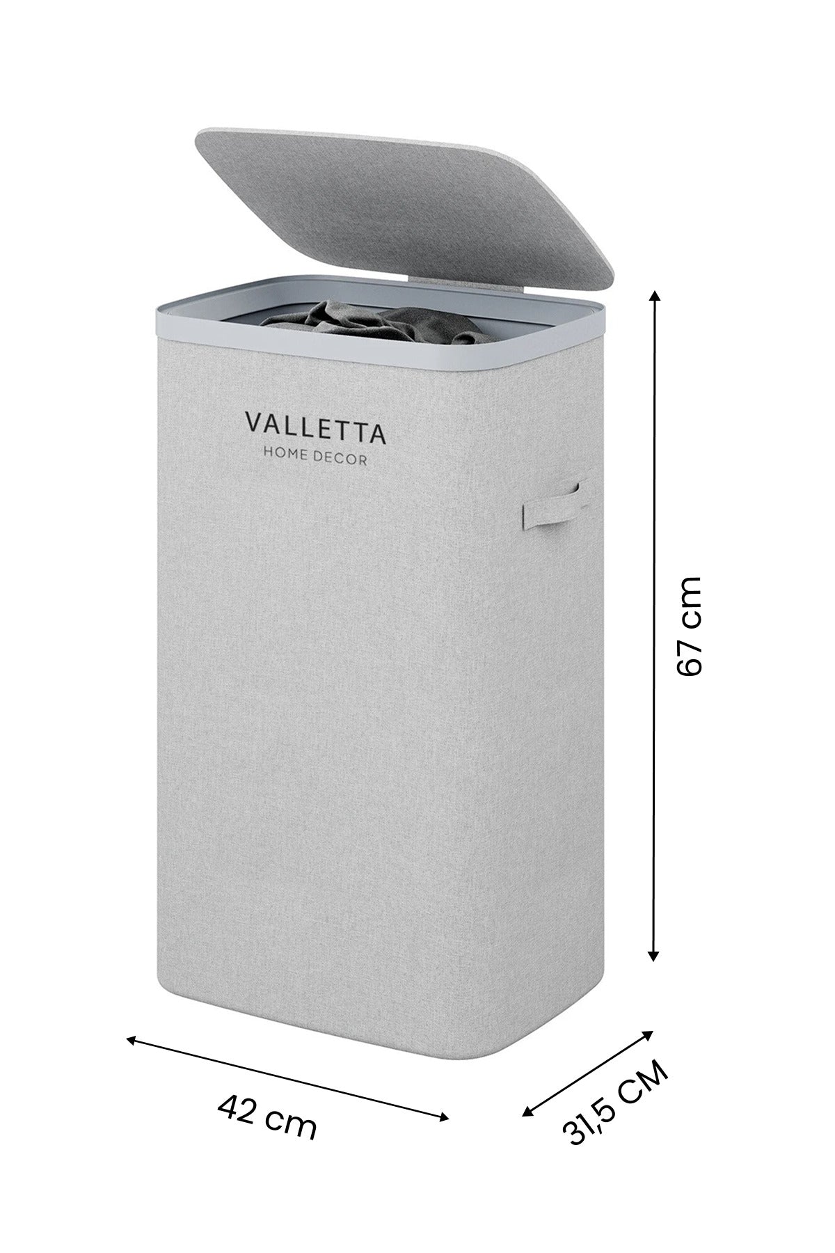 Paloma 60l Tek Yıkanabilir Bölmeli Katlanabilir Kumaş Kirli Çamaşır Sepeti Light Gray