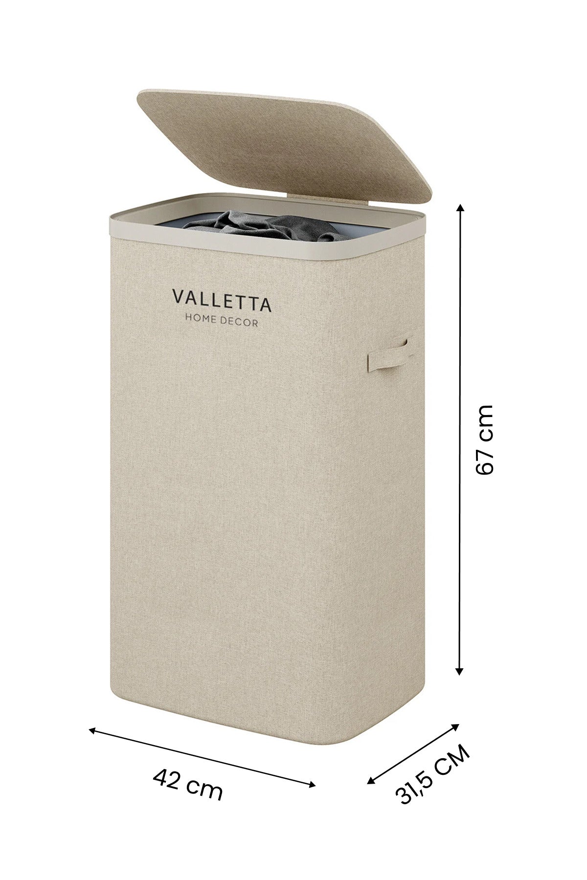 Paloma 60l Tek Yıkanabilir Bölmeli Katlanabilir Kumaş Kirli Çamaşır Sepeti Cappuccino Beige