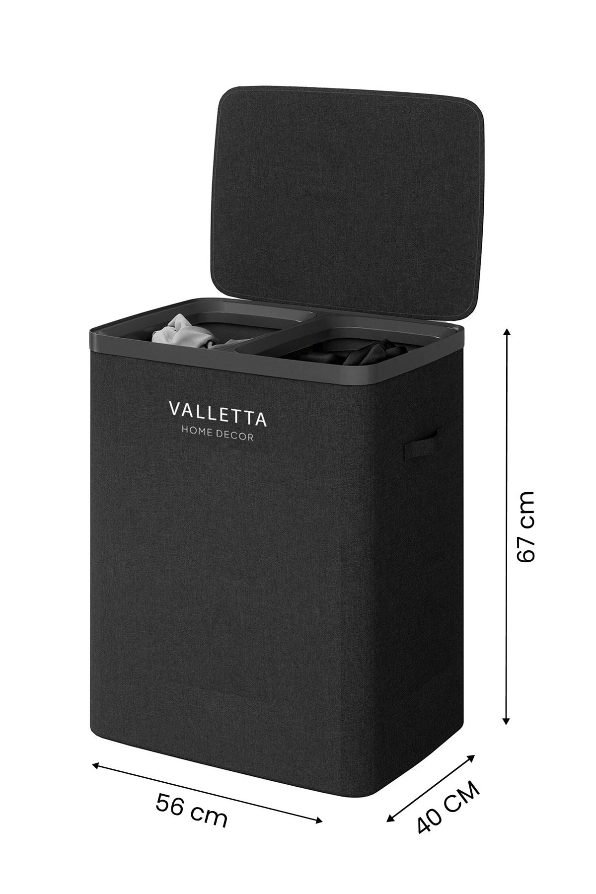 Paloma 100l Çift Yıkanabilir Bölmeli Katlanabilir Kumaş Kirli Çamaşır Sepeti Ink Black