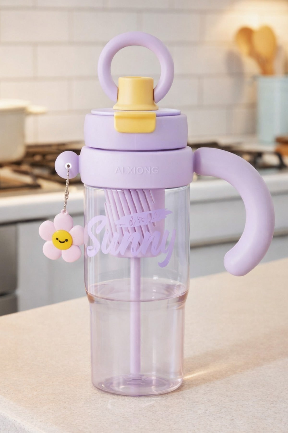 Portosino Bpa İçermez Kolay Taşınabilir Detoks Bölmeli Su Matarası 1200ML (1.2L) Mor
