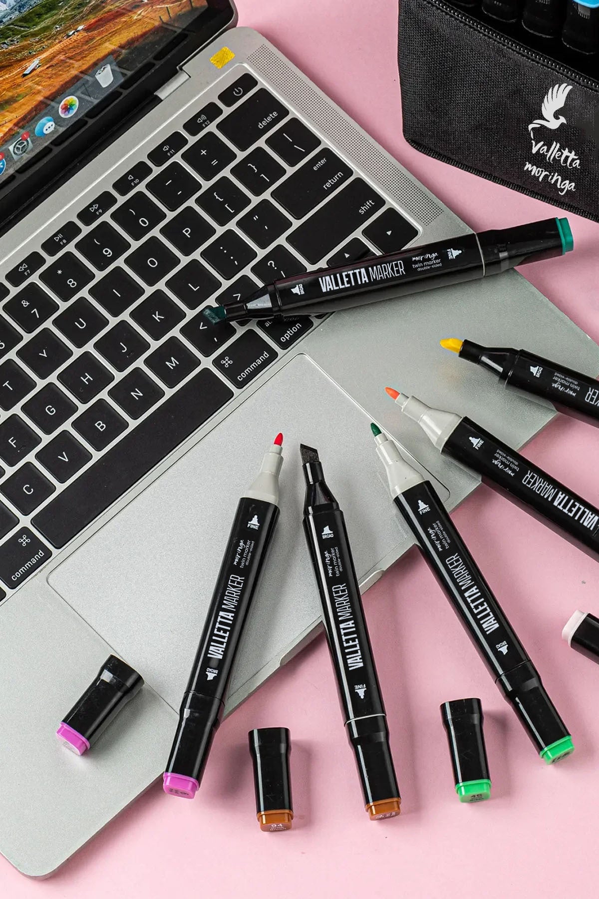 Moringa 80'li Çift Taraflı Art Marker Keçeli Kalem Seti Çantalı