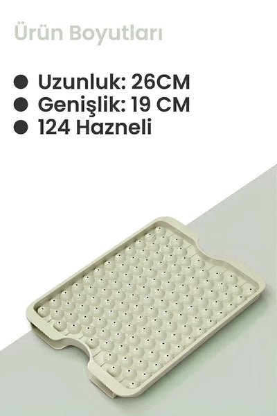 Pumo Vanilya 124 Bölmeli Kapaklı Küre Buz Kalıbı Dondurma Kalıbı Buz Saklama Kabı Sunumluk