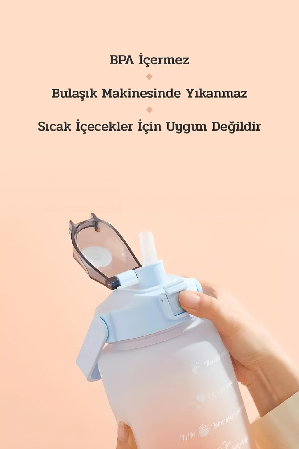Eldorado 3lü Set Bpa Içermez Motivasyonel Su Matarası Mavi Su Matarası,su Şişesi,suluk
