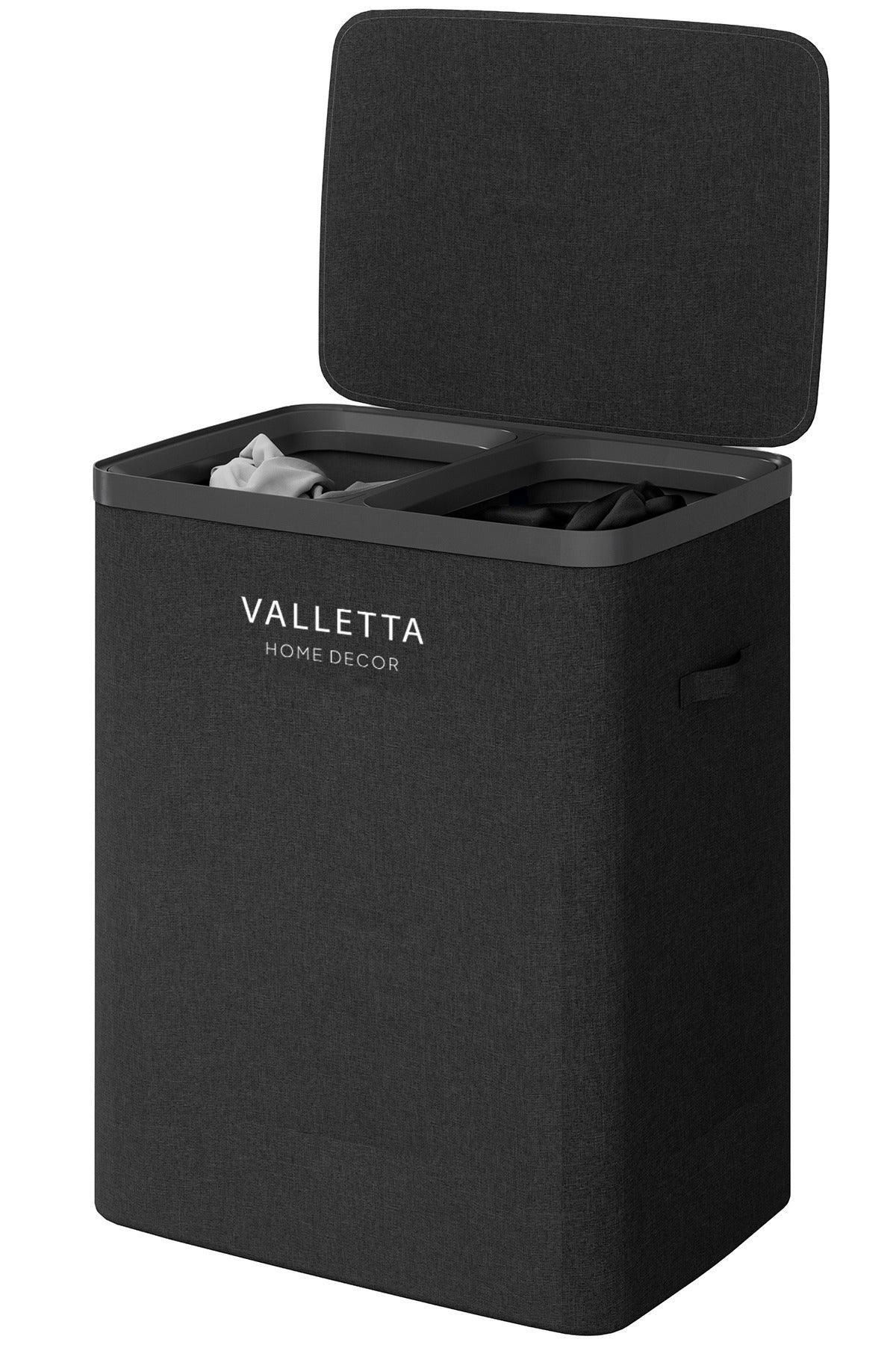 Paloma 100l Çift Yıkanabilir Bölmeli Katlanabilir Kumaş Kirli Çamaşır Sepeti Ink Black