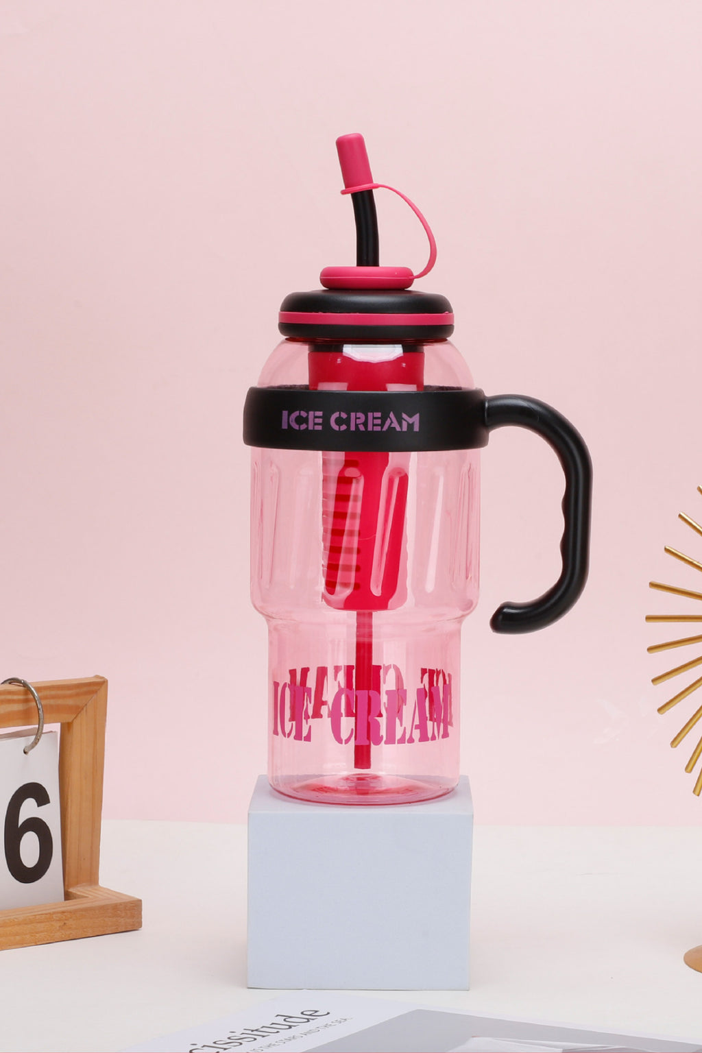 Longinus Bpa İçermez Kolay Taşınabilir Detoks Bölmeli Su Matarası 1300ML (1.3L) Fuşya