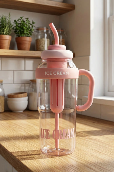 Longinus Bpa İçermez Kolay Taşınabilir Detoks Bölmeli Su Matarası 1300ML (1.3L) Pembe