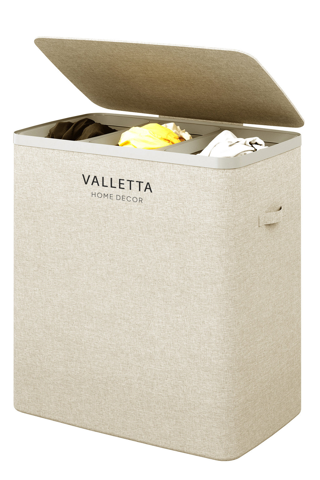 Paloma 120l Üç Yıkanabilir Bölmeli Katlanabilir Kumaş Kirli Çamaşır Sepeti Cappuccino Beige