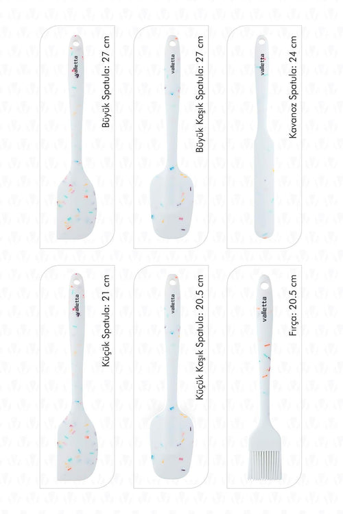 Drongo 6'lı Spatula Set Beyaz Renkli Noktalı