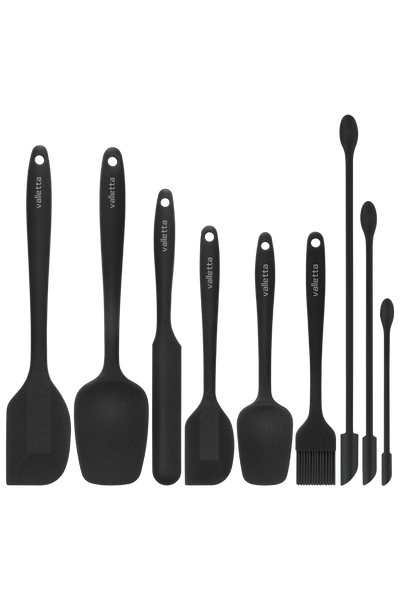 Drongo Kavanoz Sıyırıcılı Silikon Spatula Seti 9 Parça Siyah