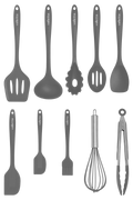 Salvatore Isıya Dayanıklı Yanmaz Yapışmaz Silikon Spatula Seti 10 Parça Gri