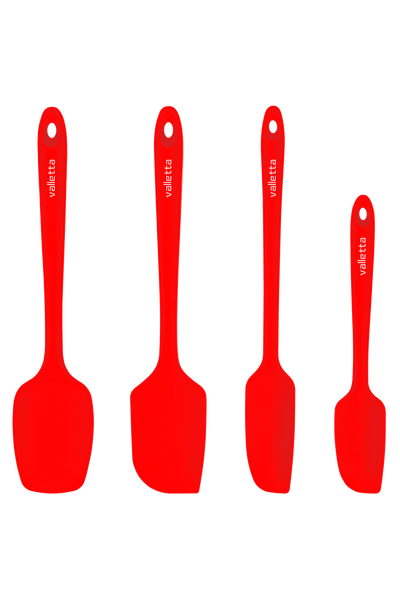Osteris Isıya Dayanıklı Yanmaz Yapışmaz Silikon Spatula Seti 4 Parça Kırmızı