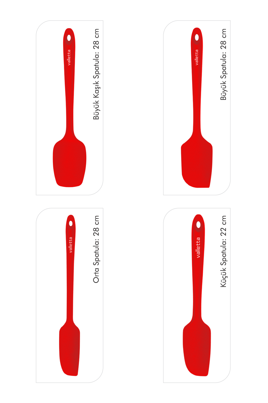Osteris Isıya Dayanıklı Yanmaz Yapışmaz Silikon Spatula Seti 4 Parça Kırmızı