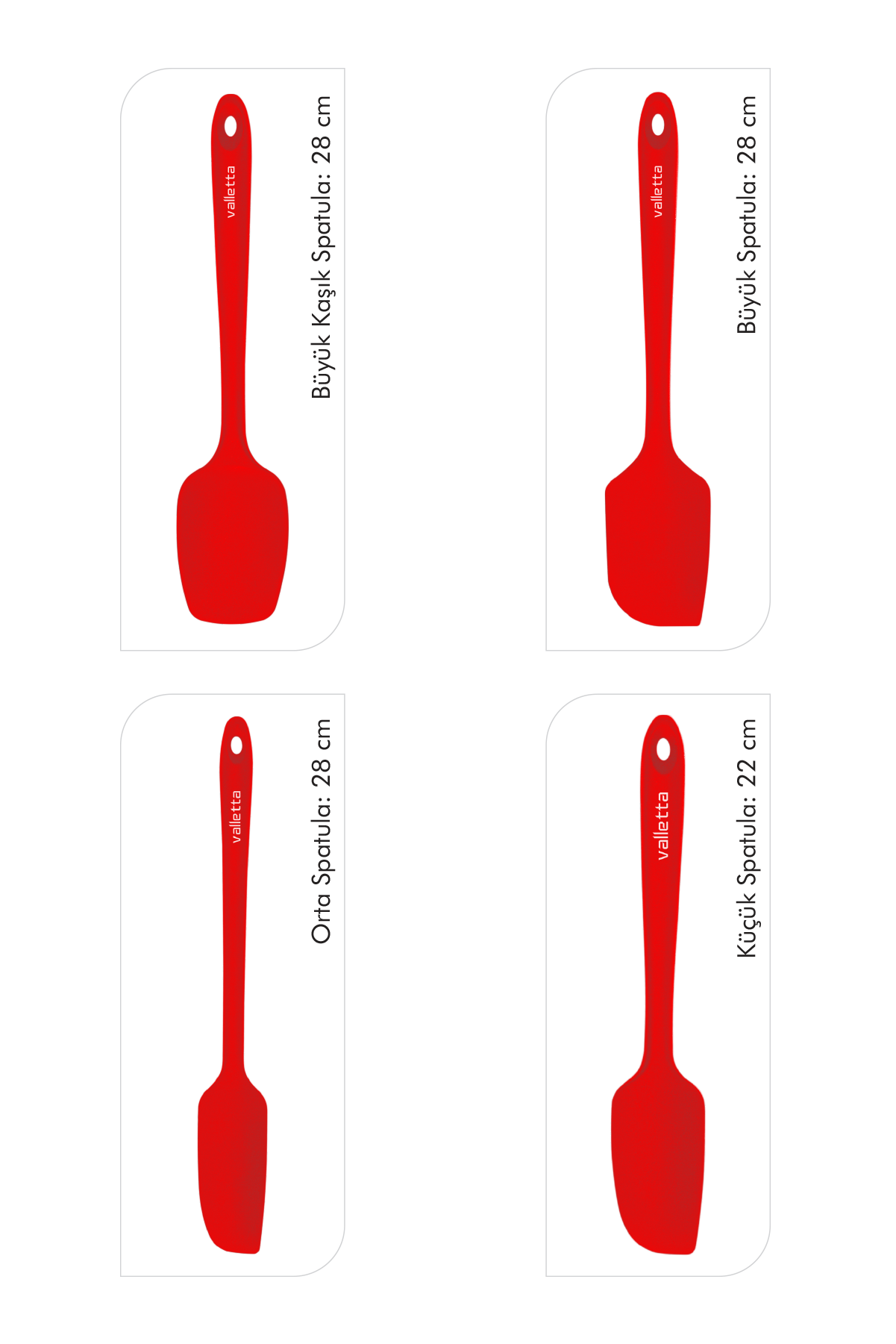 Osteris Isıya Dayanıklı Yanmaz Yapışmaz Silikon Spatula Seti 4 Parça Kırmızı