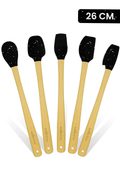 Indigo 5'li Siyah Noktalı Bambu Silikon Spatula Seti Uzun 26 Cm