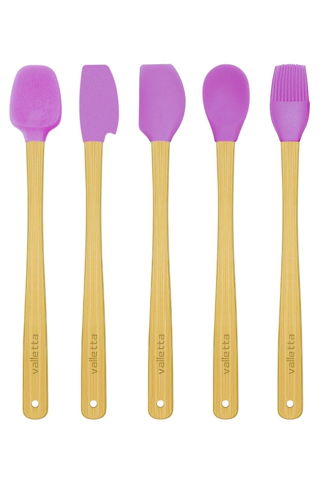 Indigo 5'li Pembe Bambu Silikon Spatula Seti Uzun 26 cm