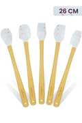 Indigo 5'li Beyaz Renkli Noktalı Bambu Silikon Spatula Seti Uzun 26 Cm