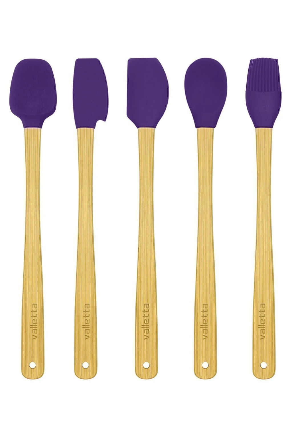 Indigo 5'li Mor Bambu Silikon Spatula Seti Uzun 26 Cm