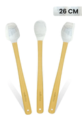 Indigo 3'lü Gri Mermer Bambu Silikon Spatula Seti Uzun 26 cm