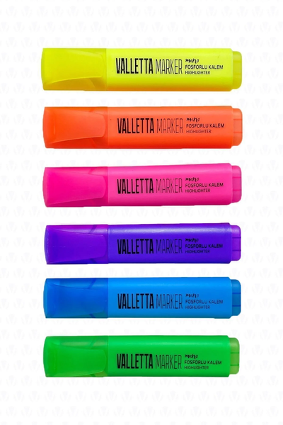 Meno 6'lı Canlı Renk Fosforlu Highlighter Kalem Seti
