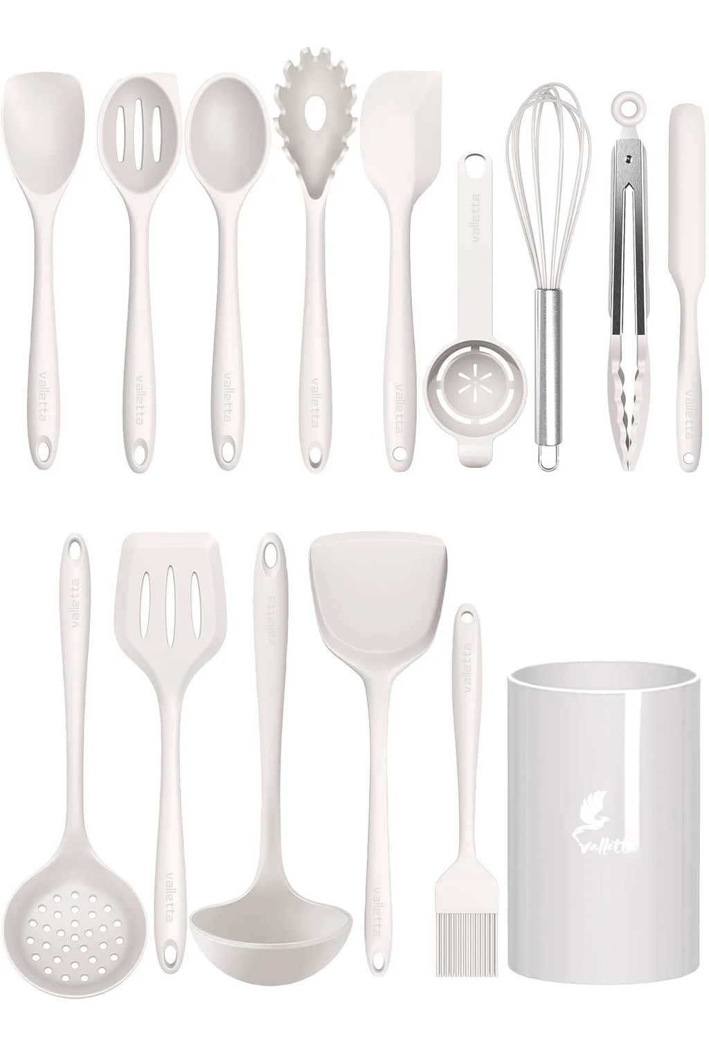 Trigona Isıya Dayanıklı Yanmaz Yapışmaz Silikon Spatula Seti 15 Parça Vanilya