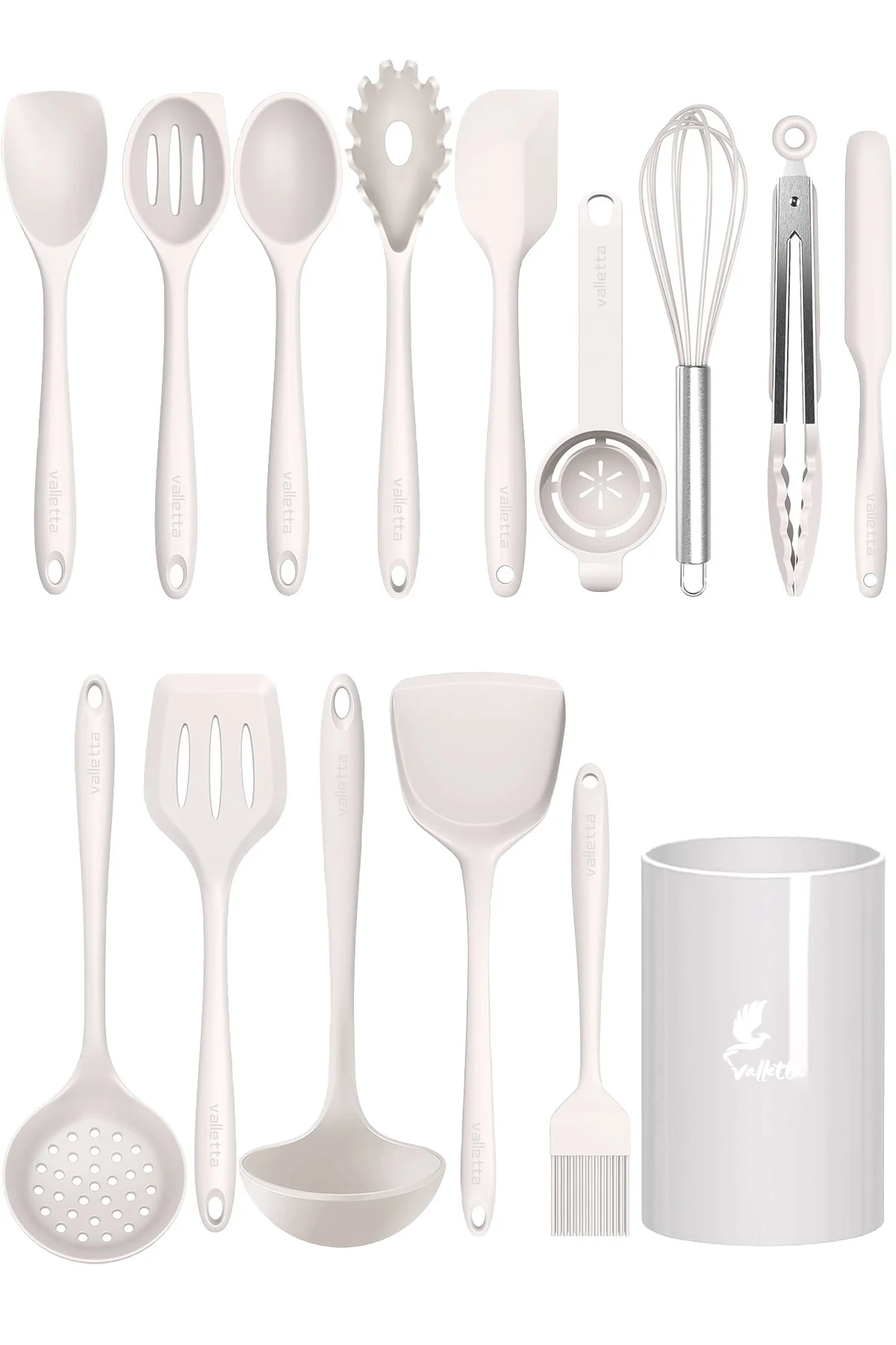 Trigona Isıya Dayanıklı Yanmaz Yapışmaz Silikon Spatula Seti 15 Parça Vanilya