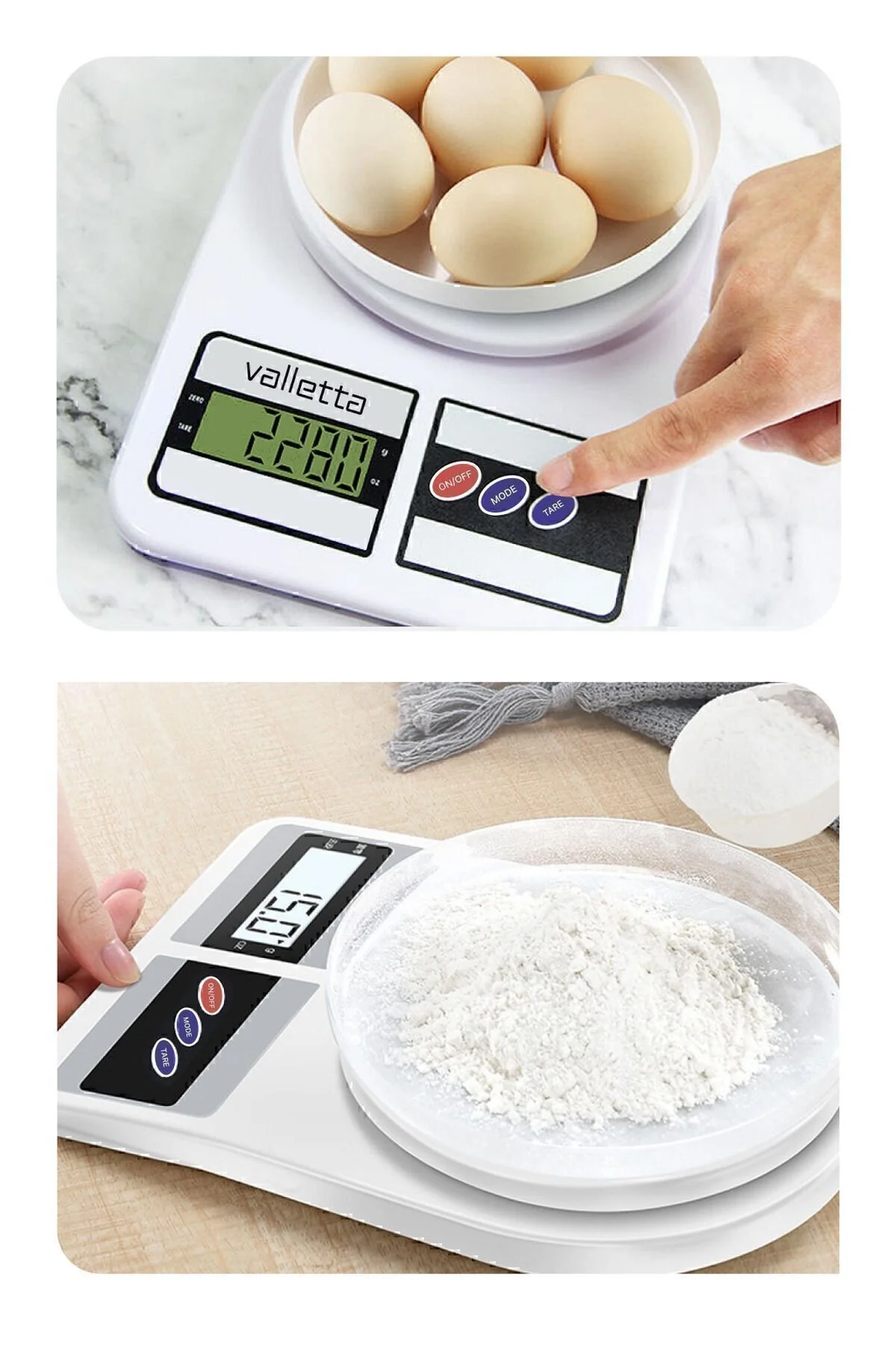Yucca Pil Hediyeli Ekranlı Dijital Hassas Mutfak Tartısı, Mutfak Terazisi - Hassas Ölçüm 10 Kg